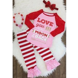 Boutique Valentine ruffle lace matching outfit NEW